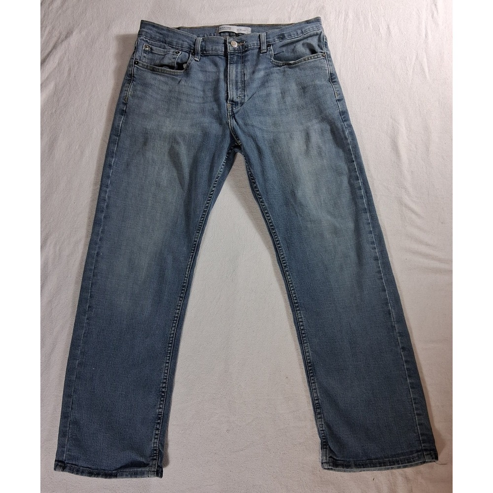 Signature by Levi Strauss S61 Relaxed Straight Jeans Mens 34x30 Blue Medium Wash